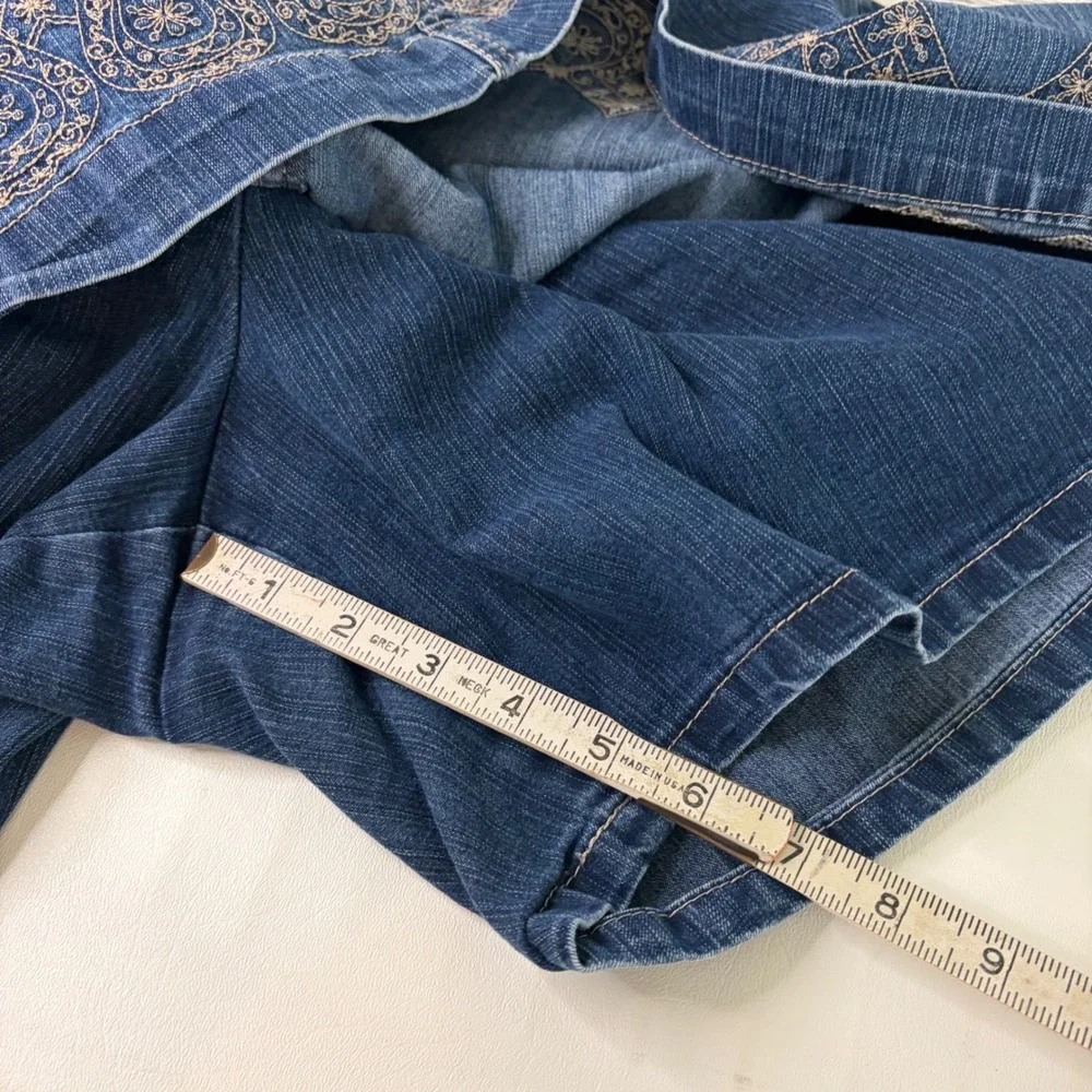 Gloria Vanderbilt Skort Women 18W Blue Embroidered Hem Denim Skirt Shorts